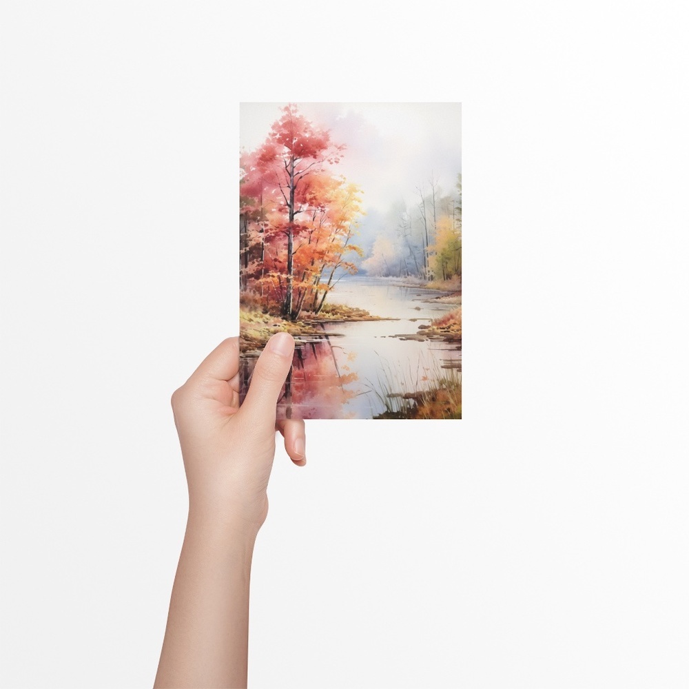 Watercolor Autumn/Fall Landscape Wall Art Illustration Print Poster Unframed - Picture 5 of 5